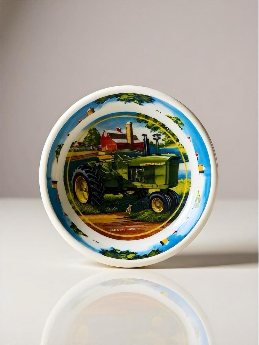 Vintage Edward C. Schaeffer Tractor Farm Scene Decorative Plate